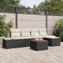 Conjunto de sofá de jardín con cojín 6 pcs Negro Poliratán