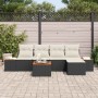 Conjunto de sofá de jardín con cojín 6 pcs Negro Poliratán