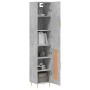 Aparador de madera contrachapada gris hormigón 34,5x34x180 cm