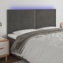 Kopfteil mit LED-Leuchten, dunkelgrauer Samt, 200 x 5 x 118/128 cm von vidaXL, Kopf- und Fußteile - Ref: Foro24-3122351, Prei...