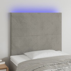 Cabecero con luces LED terciopelo gris claro 100x5x118/128 cm