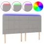 Headboard with LED lights light gray fabric 160x5x118/128 cm by vidaXL, Headboards and footboards - Ref: Foro24-3122430, Pric...