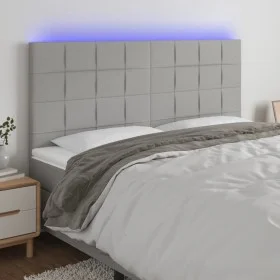 Headboard with LED lights light gray fabric 200x5x118/128 cm by vidaXL, Headboards and footboards - Ref: Foro24-3122446, Pric...