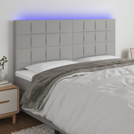 Kopfteil mit LED-Leuchten aus hellgrauem Stoff, 200 x 5 x 118/128 cm von vidaXL, Kopf- und Fußteile - Ref: Foro24-3122446, Pr...