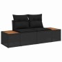 Conjunto de sofá de jardín con cojín 6 pcs Negro Poliratán