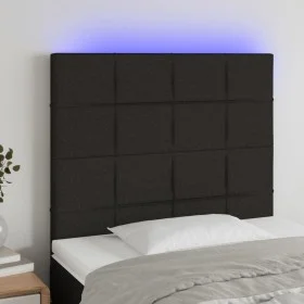 Headboard with LED lights black fabric 100x5x118/128 cm by vidaXL, Headboards and footboards - Ref: Foro24-3122416, Price: 68...