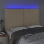 Kopfteil mit LED-Leuchten, cremefarbener Stoff, 144 x 5 x 118/128 cm von vidaXL, Kopf- und Fußteile - Ref: Foro24-3122287, Pr...