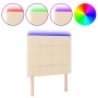 Headboard with LED lights cream fabric 90x5x118/128 cm by vidaXL, Headboards and footboards - Ref: Foro24-3122411, Price: 74,...