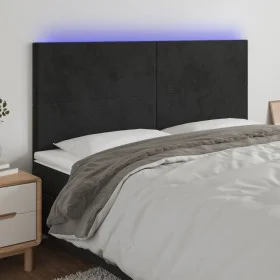 Black velvet headboard with LED lights 160x5x118/128 cm by vidaXL, Headboards and footboards - Ref: Foro24-3122200, Price: 12...