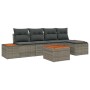 Conjunto de sofá de jardín con cojín 6 pcs Gris Poliratán