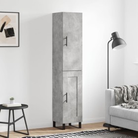 Aparador de madera contrachapada gris hormigón 34,5x34x180 cm