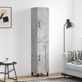 Aparador de madera contrachapada gris hormigón 34,5x34x180 cm