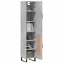 Aparador de madera contrachapada gris hormigón 34,5x34x180 cm