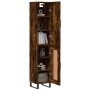 Aparador de madera contrachapada roble ahumado 34,5x34x180 cm