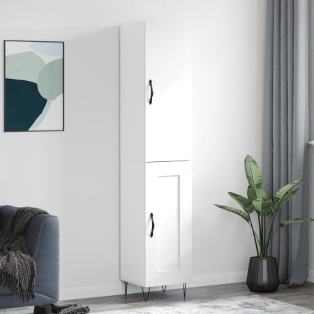 Aparador alto madera contrachapada blanco 34,5x34x180 cm