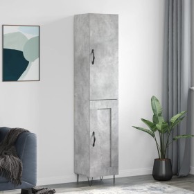 Aparador de madera contrachapada gris hormigón 34,5x34x180 cm