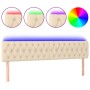 Cream fabric headboard with LED 200x7x78/88 cm by vidaXL, Headboards and footboards - Ref: Foro24-3121975, Price: 88,55 €, Di...
