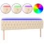Cream fabric headboard with LED 200x7x78/88 cm by vidaXL, Headboards and footboards - Ref: Foro24-3121975, Price: 86,70 €, Di...