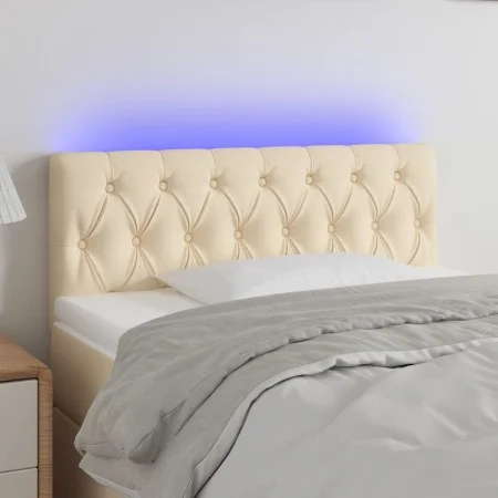 Cream fabric headboard with LED 90x7x78/88 cm by vidaXL, Headboards and footboards - Ref: Foro24-3121935, Price: 53,94 €, Dis...