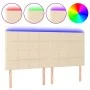 Headboard with LED lights cream fabric 180x5x118/128 cm by vidaXL, Headboards and footboards - Ref: Foro24-3122443, Price: 12...