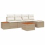 Conjunto de sofá de jardín con cojín 6 pcs Beige Poliratán
