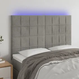 Cabecero con luces LED terciopelo gris claro 144x5x118/128 cm de vidaXL, Cabeceros y pies de cama - Ref: Foro24-3122472, Prec...