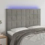 Cabecero con luces LED terciopelo gris claro 144x5x118/128 cm de vidaXL, Cabeceros y pies de cama - Ref: Foro24-3122472, Prec...