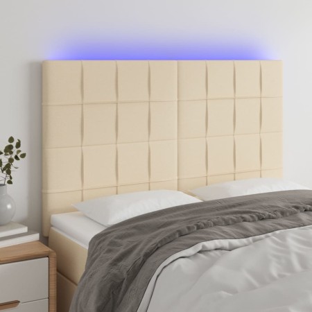 Headboard with LED lights cream fabric 144x5x118/128 cm by vidaXL, Headboards and footboards - Ref: Foro24-3122427, Price: 10...
