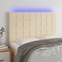 Headboard with LED lights cream fabric 144x5x118/128 cm by vidaXL, Headboards and footboards - Ref: Foro24-3122427, Price: 10...
