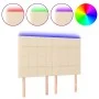 Headboard with LED lights cream fabric 144x5x118/128 cm by vidaXL, Headboards and footboards - Ref: Foro24-3122427, Price: 98...