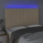 Headboard with LED lights cream fabric 144x5x118/128 cm by vidaXL, Headboards and footboards - Ref: Foro24-3122427, Price: 98...