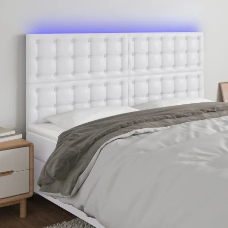 Headboard with LED lights white synthetic leather 160x5x118/128 cm by vidaXL, Headboards and footboards - Ref: Foro24-3122521...