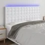 Kopfteil mit LED-Beleuchtung, weißes Kunstleder, 160 x 5 x 118/128 cm von vidaXL, Kopf- und Fußteile - Ref: Foro24-3122521, P...