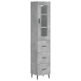 Aparador de madera contrachapada gris hormigón 34,5x34x180 cm
