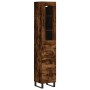 Aparador de madera contrachapada roble ahumado 34,5x34x180 cm