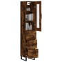 Aparador de madera contrachapada roble ahumado 34,5x34x180 cm