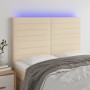 Kopfteil mit LED-Leuchten, cremefarbener Stoff, 144 x 5 x 118/128 cm von vidaXL, Kopf- und Fußteile - Ref: Foro24-3122567, Pr...