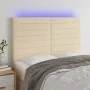 Kopfteil mit LED-Leuchten, cremefarbener Stoff, 144 x 5 x 118/128 cm von vidaXL, Kopf- und Fußteile - Ref: Foro24-3122567, Pr...
