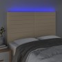 Kopfteil mit LED-Leuchten, cremefarbener Stoff, 144 x 5 x 118/128 cm von vidaXL, Kopf- und Fußteile - Ref: Foro24-3122567, Pr...