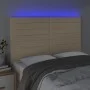 Kopfteil mit LED-Leuchten, cremefarbener Stoff, 144 x 5 x 118/128 cm von vidaXL, Kopf- und Fußteile - Ref: Foro24-3122567, Pr...