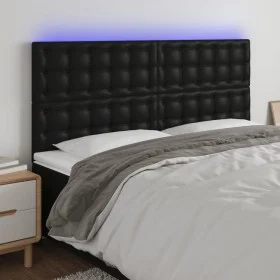 Headboard with LED lights black synthetic leather 160x5x118/128 cm by vidaXL, Headboards and footboards - Ref: Foro24-3122520...