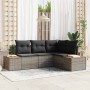 Conjunto de sofá de jardín con cojín 4 pcs Gris Poliratán