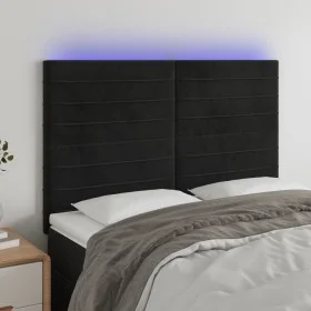 Black velvet headboard with LED lights 144x5x118/128 cm by vidaXL, Headboards and footboards - Ref: Foro24-3122614, Price: 81...