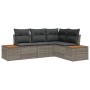 Conjunto de sofá de jardín con cojín 4 pcs Gris Poliratán