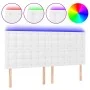 Headboard with LED lights white synthetic leather 200x5x118/128 cm by vidaXL, Headboards and footboards - Ref: Foro24-3122533...