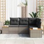 Conjunto de sofá de jardín con cojín 4 pcs Gris Poliratán
