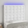Kopfteil mit LED-Leuchten aus weißem Kunstleder, 100 x 5 x 118/128 cm von vidaXL, Kopf- und Fußteile - Ref: Foro24-3122509, P...