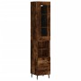 Aparador de madera contrachapada roble ahumado 34,5x34x180 cm