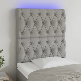 Headboard with LED lights light gray fabric 80x7x118/128 cm by vidaXL, Headboards and footboards - Ref: Foro24-3122734, Price...