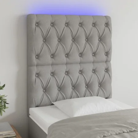 Cabecero con luces LED tela gris claro 80x7x118/128 cm de vidaXL, Cabeceros y pies de cama - Ref: Foro24-3122734, Precio: 80,...
